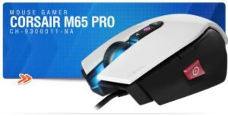 Mouse Gamer Corsair 12000DPI RGB 8 Botões Branco e Preto M65 Pro - CH-9300111