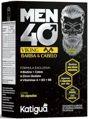 [ PRIME ]Katiguá Men 40 Viking Barba E Cabelo Com Biotina + Cobre Zinco Quelato Vitamina A + B3 + B6