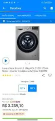 Lava e Seca Smart LG 11kg VC4 CV5011TS4A Motor - Inverter Inteligência Artificial AIDDTM R$3239