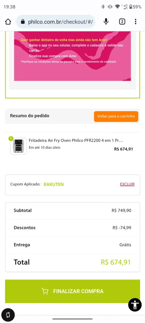 Imagem na descrição da promoção