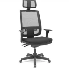[AME R$615] Cadeira Presidente Brizza Apoio Cabeça Braço 3D assento couro - R$878