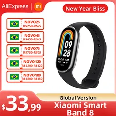 Xiaomi Versão Global Smart Band 8, Pulseiras Smartband, Display AMOLED