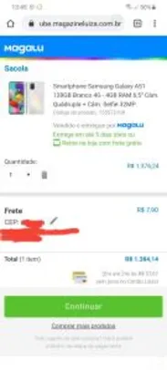 [Cartão Luiza] Smartphone Samsung Galaxy A51 128GB Branco 4G - 4GB RAM 6,5” Câm. Quádrupla + Câm. Selfie 32MP