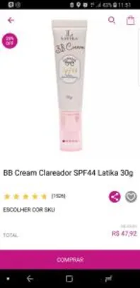 BB Cream Clareador SPF44 Latika 30g Bege Claro