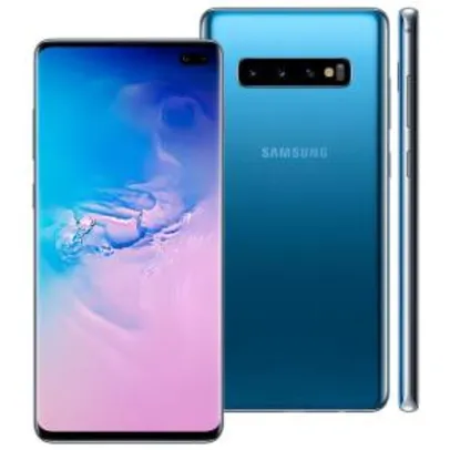 Smartphone Samsung Galaxy S10+ Azul 128GB, 8GB RAM, Tela Infinita 6.4", Câmera Traseira Tripla, PowerShare, Leitor Digital na Tela