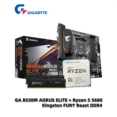 Kit placa mãe B550M Aorus Elite + Ryzen 5 5600 + memória RAM 16gb (8x2) 3200 MHz