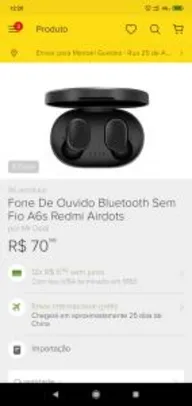 Fone De Ouvido Bluetooth Sem Fio A6 Airdots | R$71