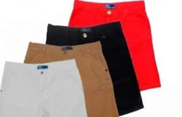 [Peixe Urbano] Kit com 3 Bermudas Masculinas em Sarja em Diversas Cores do Tamanho 36 ao 48 em até 12x. Frete grátis! por R$  70