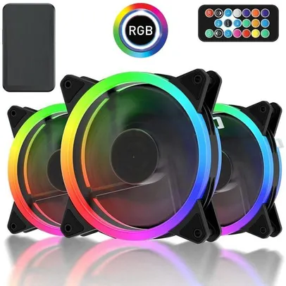 Kit 3 Cooler Worldpc FAN, RGB C/ Controle, Wpc, Imp