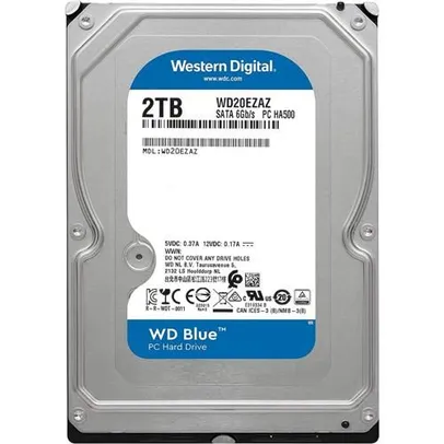 (Internacional) Western Digital 2TB WD Blue PC Hard Drive HDD - 5400 RPM, SATA 6 Gb/s, 256 MB Cache, 3.5" - WD20EZAZ | R$259