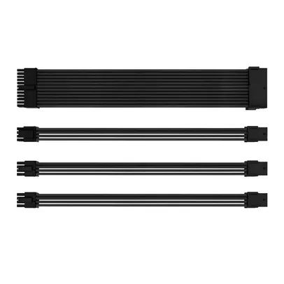 Kit Cabo Sleeved Premium Pichau CS110, 1x 24P, 1x 4+4P, 2x 6+2P, 300mm, Preto, PCH-CS110-BLK