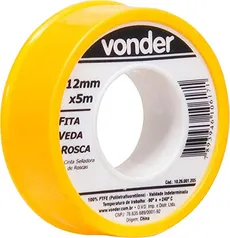 [+Por- R$1] Fita Veda Rosca 12 x 5 M, Vonder VDO2174