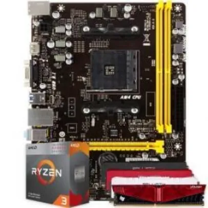 Pichau Kit upgrade AMD Ryzen 3 2200G Biostar A320MH DDR4 8GB 2666MHZ R$1359