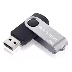 [R$13,6] Pen Drive Twist 2.0 32GB USB Leitura 10MB/s e Gravação 3MB/s Preto Multilaser - PD589