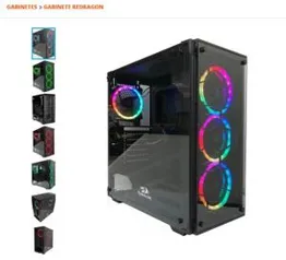 Gabinete Gamer Redragon Wheel Jack, Mid Tower, S-Fan, Vidro Temperado | R$329