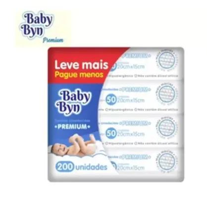 Pack Lenços Toalhas Umedecidas Premium 4 Pacotes com 50 Unidades - Baby Byn