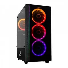 Gabinete Gamer Redragon Grapple, Mid Tower, Sem Fan, Vidro Temperado, Black, Sem fonte, GC-607-BK