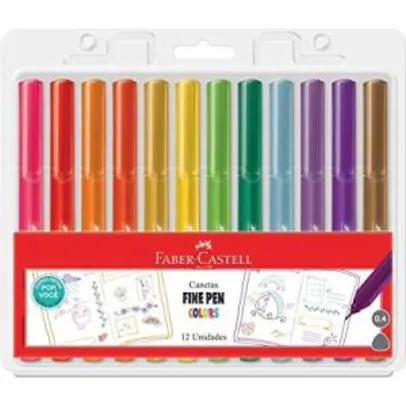 Caneta Fine Pen Colors 12 cores Faber Castell - R$47