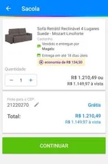 (App + Cliente ouro) Sofá retrátil reclinavel 4 lugares Suede D33 | R$1149