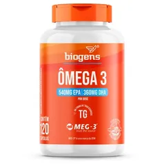 Ômega 3 TG, triglicerídeos, 540MG EPA | 360MG DHA, Selo MEG-3®, Biogens (120 cápsulas)