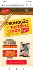 Promoção | Uma História de Amor Bauducco - Sandy e Jr