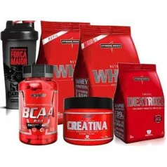 Kit 2x Whey 900g Choc + Bcaa + Creatina + Dextrozz + Coq | R$127