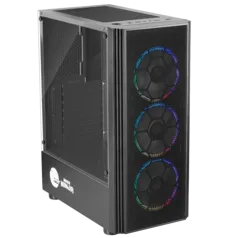 Gabinete Gamer Ninja Ares, Mid Tower, RGB, ATX, Black, Sem Fonte, Com 3 Fans