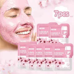 Kit com 7 máscara facial de argila sakura japonesa anti idade