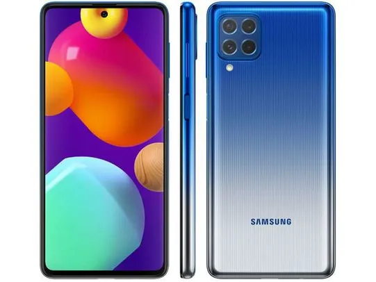 Smartphone Samsung Galaxy M62 128GB Azul - 4G 8GB RAM Tela 6,7” Câm. Quádrupla + 32MP | R$1.799