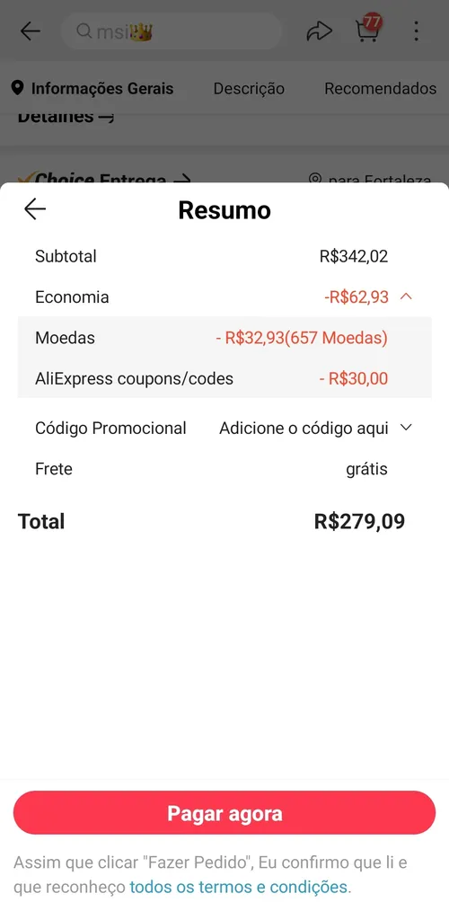 Imagem na descrição da promoção