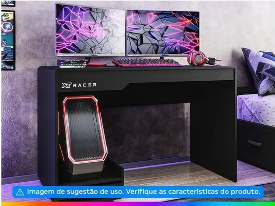 Mesa Gamer XT Racer Line Preto e Branco 