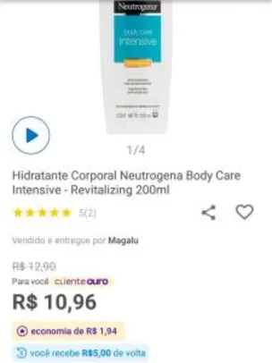 [App + C.Ouro + MagalyPay] Hidratante Corporal Neutrogena Body Care Intense 200ml | R$6
