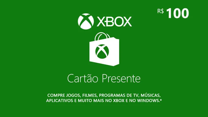 Cartão Presente Digital Xbox de R$100 por apenas R$80 com CUPOM