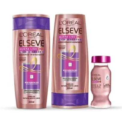 Kit Elseve Quera Liso Leve e Sedoso Shampoo + Condicionador + Sérum por R$18