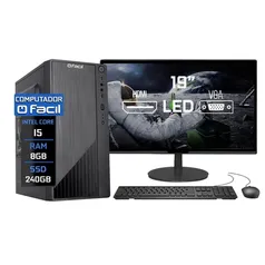 Computador Completo Fácil Intel Core i5 8GB SSD 240GB Monitor 19" HDMI LED Teclado e Mouse