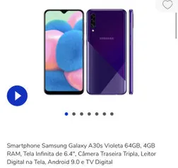 Smartphone Samsung Galaxy A30s 64GB | R$1299