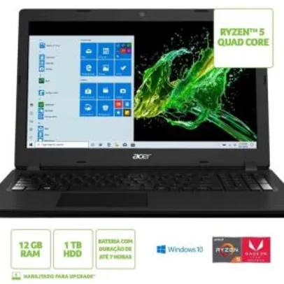 Notebook Acer Aspire 3 A315-42-R1B0 AMD Ryzen 5 com RAM:12GB HD:1TB 15.6'