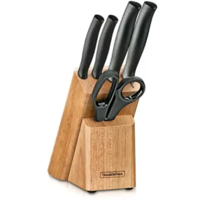 [Submarino] Conjunto de facas com suporte em madeira - Tramontina - R$ 40
