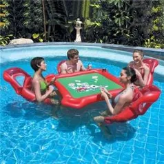 [Extra] Texas Holding Poker Bestway com 4 Cadeiras + 1 Mesa + Jogo Completo - Vermelho/Verde por R$ 69