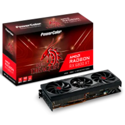 Placa de Vídeo PowerColor Radeon RX 6800 XT Red Dragon, 16GB, GDDR6, FSR, Ray Tracing, AXRX 6800 XT 16GBD6-3DHR/OC