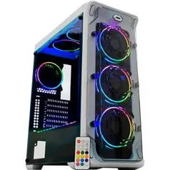 GABINETE GAMER CG-02B1 WHITE TROOPER RGB 3 FAN + FITA BRANCO K-MEX