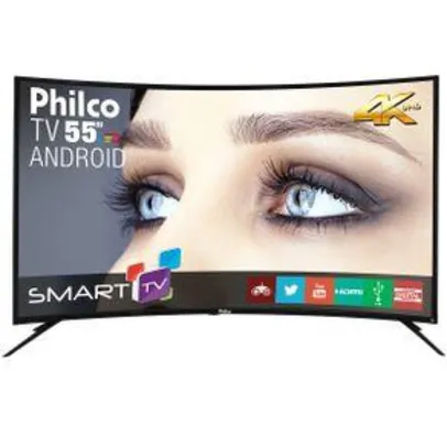 Smart TV Philco Led Android Tela Curva 4K 55” PH55A16DSGWA - Bivolt | R$3.071