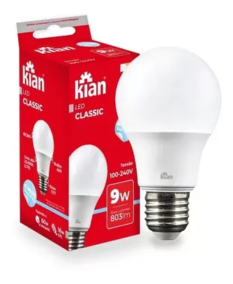 (R$ 1,59 cada) Kit 10 Lampadas Led Bulbo A60 9w 6.500k Branca Fria Bivolt Kian