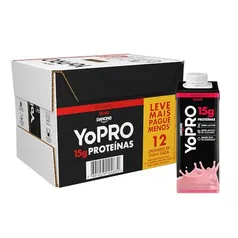 YoPRO Bebida Láctea UHT Morango 15g de proteínas 250ml - 12 unidades