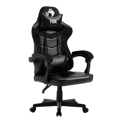 Cadeira Gamer Fox Racer Nordic, 125kg, Courino, Encostos Ajustável, Preto