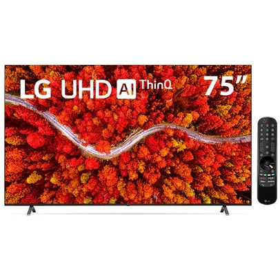Smart TV 75" LG 4K LED 75UP8050 WiFi, Bluetooth, HDR, Inteligência Artificial ThinQ, Google, Alexa e Smart Magic - 2021 R$7599