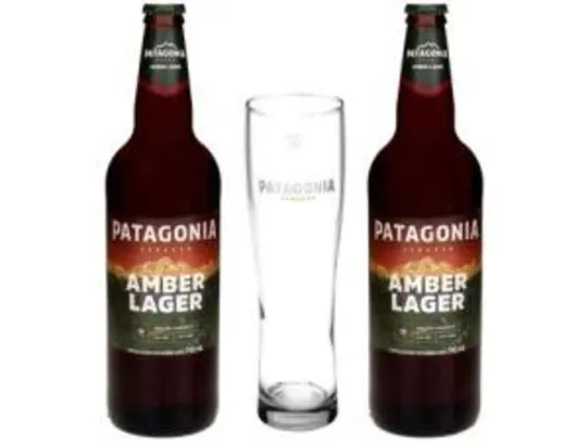 [Cliente Ouro / De volta R$ 1] Kit Cerveja Patagonia 740ml 2 Unidades - com Copo | R$ 27