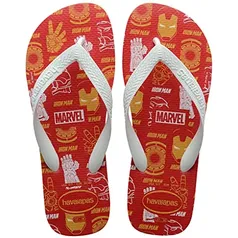 [PRIME] Chinelo Top Marvel Logomania, Havaianas, Criança Unissex, Vermelho Rubi, 27/28