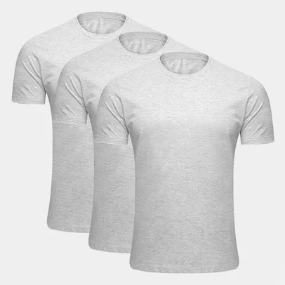 [Leve 4/Cada kit R$ 25] Kit Camiseta Básica Masculina c/ 3 Peças (Tam P)