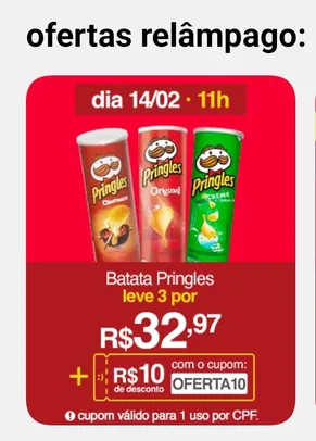 3 batatas Pringles 120G 